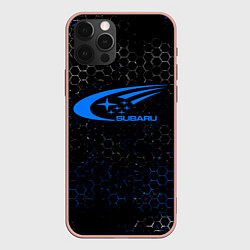 Чехол для iPhone 12 Pro Max SUBARU - Соты, цвет: 3D-светло-розовый