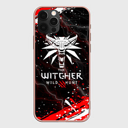 Чехол для iPhone 12 Pro Max THE WITCHER ВОЛК БРЫЗГИ КРАСОК МОЛНИИ, цвет: 3D-светло-розовый