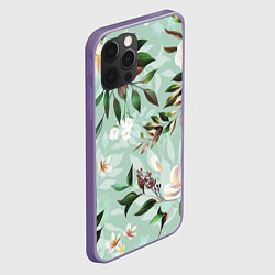 Чехол для iPhone 12 Pro Max Цветы Мятный Сад, цвет: 3D-серый — фото 2