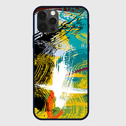 Чехол для iPhone 12 Pro Max Абстрактные мазки цветной краской strokes of paint, цвет: 3D-черный