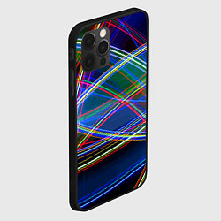 Чехол для iPhone 12 Pro Max Разноцветные неоновые линии Абстракция Multicolore, цвет: 3D-черный — фото 2