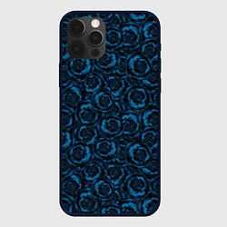 Чехол для iPhone 12 Pro Max Синие розы-цветочный узор, цвет: 3D-черный