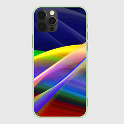 Чехол для iPhone 12 Pro Max Абстрактная неоновая композиция Волны Abstract neo, цвет: 3D-салатовый