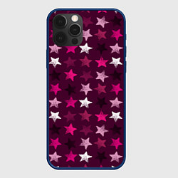 Чехол для iPhone 12 Pro Max Бордовые звезды, цвет: 3D-тёмно-синий