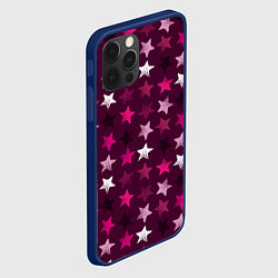 Чехол для iPhone 12 Pro Max Бордовые звезды, цвет: 3D-тёмно-синий — фото 2