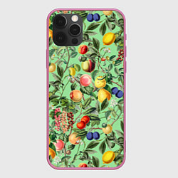 Чехол для iPhone 12 Pro Max Летнее Ассорти Фруктов, цвет: 3D-малиновый