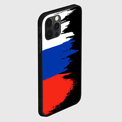 Чехол для iPhone 12 Pro Max Российский триколор на темном фоне, цвет: 3D-черный — фото 2