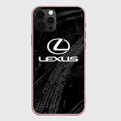 Чехол для iPhone 12 Pro Max Lexus - следы шин, цвет: 3D-светло-розовый
