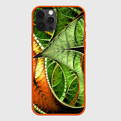 Чехол для iPhone 12 Pro Max Растительный абстрактный фрактальный паттерн Veget, цвет: 3D-красный