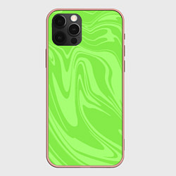 Чехол для iPhone 12 Pro Max ЗЕЛЕНЫЕ РАЗВОДЫ КРАСКИ МРАМОРНЫЙ, цвет: 3D-светло-розовый