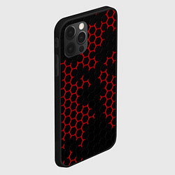 Чехол для iPhone 12 Pro Max НАНОКОСТЮМ Black and Red Hexagon Гексагоны, цвет: 3D-черный — фото 2