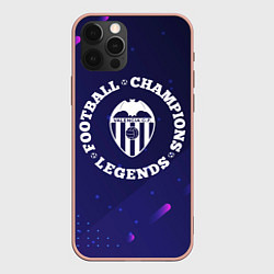 Чехол для iPhone 12 Pro Max Символ Valencia и круглая надпись Football Legends, цвет: 3D-светло-розовый