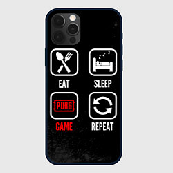 Чехол для iPhone 12 Pro Max Eat, Sleep, PUBG, Repeat, цвет: 3D-черный