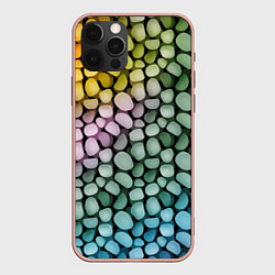 Чехол для iPhone 12 Pro Max Морские розовые голубые желтые камешки, цвет: 3D-светло-розовый