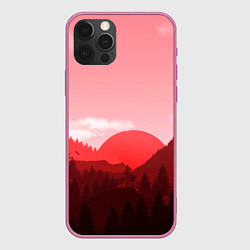 Чехол для iPhone 12 Pro Max Закат в горах в розовых тонах, цвет: 3D-малиновый