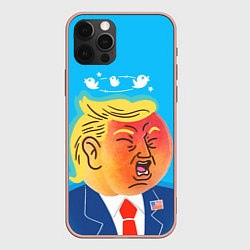 Чехол для iPhone 12 Pro Max Дональд Трамп и Твиттер, цвет: 3D-светло-розовый