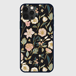 Чехол для iPhone 12 Pro Max Цветы Астры На Чёрном Фоне, цвет: 3D-черный