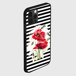 Чехол для iPhone 12 Pro Max Red poppies Акварельные цветы, цвет: 3D-черный — фото 2