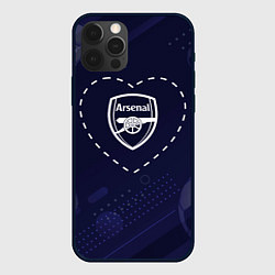 Чехол для iPhone 12 Pro Max Лого Arsenal в сердечке на фоне мячей, цвет: 3D-черный