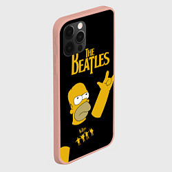 Чехол для iPhone 12 Pro Max The Beatles Гомер Симпсон Рокер, цвет: 3D-светло-розовый — фото 2