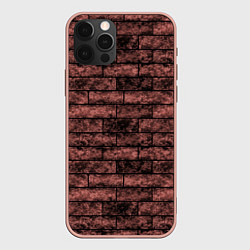 Чехол для iPhone 12 Pro Max Стена из кирпича терракотового цвета Лофт, цвет: 3D-светло-розовый