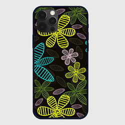 Чехол для iPhone 12 Pro Max MULTICOLORED TRANSPARENT FLOWERS, цвет: 3D-черный