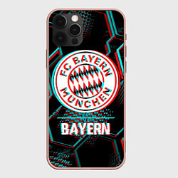 Чехол для iPhone 12 Pro Max Bayern FC в стиле Glitch на темном фоне, цвет: 3D-светло-розовый