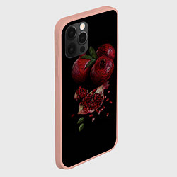Чехол для iPhone 12 Pro Max Сочные гранаты на черном фоне, цвет: 3D-светло-розовый — фото 2