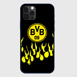 Чехол для iPhone 12 Pro Max Borussia пламя, цвет: 3D-черный