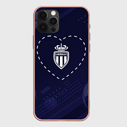 Чехол для iPhone 12 Pro Max Лого Monaco в сердечке на фоне мячей, цвет: 3D-светло-розовый