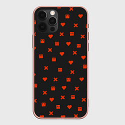 Чехол для iPhone 12 Pro Max Love Death and Robots red pattern, цвет: 3D-светло-розовый