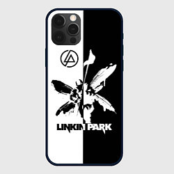 Чехол для iPhone 12 Pro Max Linkin Park логотип черно-белый, цвет: 3D-черный