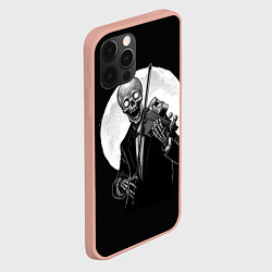 Чехол для iPhone 12 Pro Max Скелет скрипач под полной луной, цвет: 3D-светло-розовый — фото 2