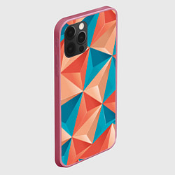 Чехол для iPhone 12 Pro Max Розово-бирюзовая полигональ, цвет: 3D-малиновый — фото 2