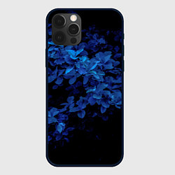 Чехол для iPhone 12 Pro Max BLUE FLOWERS Синие цветы, цвет: 3D-черный