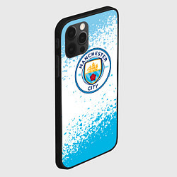 Чехол для iPhone 12 Pro Max Manchester голубые брызги на белом фоне, цвет: 3D-черный — фото 2