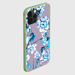 Чехол для iPhone 12 Pro Max Летний стилизованный цветочный паттерн, цвет: 3D-салатовый — фото 2