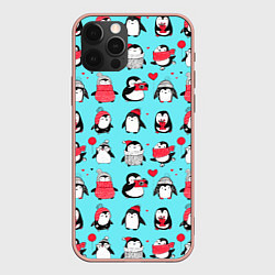 Чехол для iPhone 12 Pro Max PENGUINS ON THE POSITIVE, цвет: 3D-светло-розовый