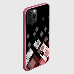 Чехол для iPhone 12 Pro Max Geometric pattern черно-коричневый узор Ромбы, цвет: 3D-малиновый — фото 2