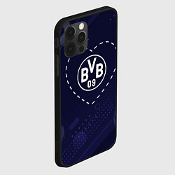 Чехол для iPhone 12 Pro Max Лого Borussia в сердечке на фоне мячей, цвет: 3D-черный — фото 2