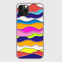Чехол для iPhone 12 Pro Max Разноцветные волны Летний паттерн, цвет: 3D-серый