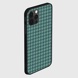 Чехол для iPhone 12 Pro Max Мелкий бирюзовый клетчатый узор, цвет: 3D-черный — фото 2