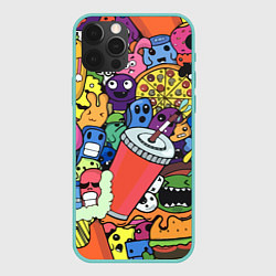 Чехол для iPhone 12 Pro Max Fast food pattern Pop art Fashion trend, цвет: 3D-мятный