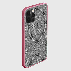 Чехол для iPhone 12 Pro Max Black and white oriental ornament, цвет: 3D-малиновый — фото 2