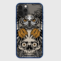 Чехол для iPhone 12 Pro Max Сова с черепом Owl with Skull, цвет: 3D-тёмно-синий