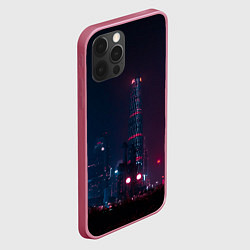Чехол для iPhone 12 Pro Max Неоновый ночной город - Тёмно-розовый, цвет: 3D-малиновый — фото 2