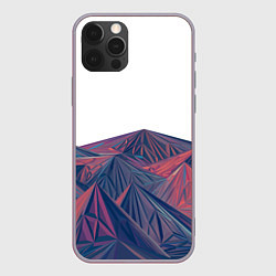 Чехол для iPhone 12 Pro Max Абстрактные Многоугольные Кристальные Горы, цвет: 3D-серый