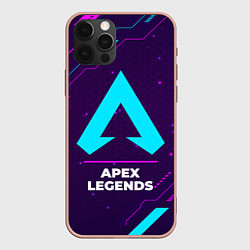 Чехол для iPhone 12 Pro Max Символ Apex Legends в неоновых цветах на темном фо, цвет: 3D-светло-розовый