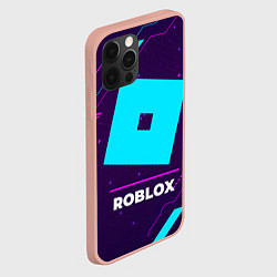 Чехол для iPhone 12 Pro Max Символ Roblox в неоновых цветах на темном фоне, цвет: 3D-светло-розовый — фото 2