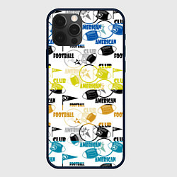 Чехол для iPhone 12 Pro Max American football sports pattern, цвет: 3D-черный